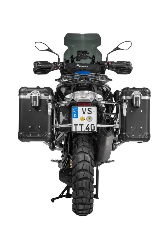 Touratech suitcase Complete kit ZEGA Evo 31/38 - Gray support included - Black anodizedRef: Trt01450A / 01-045-6832-0
