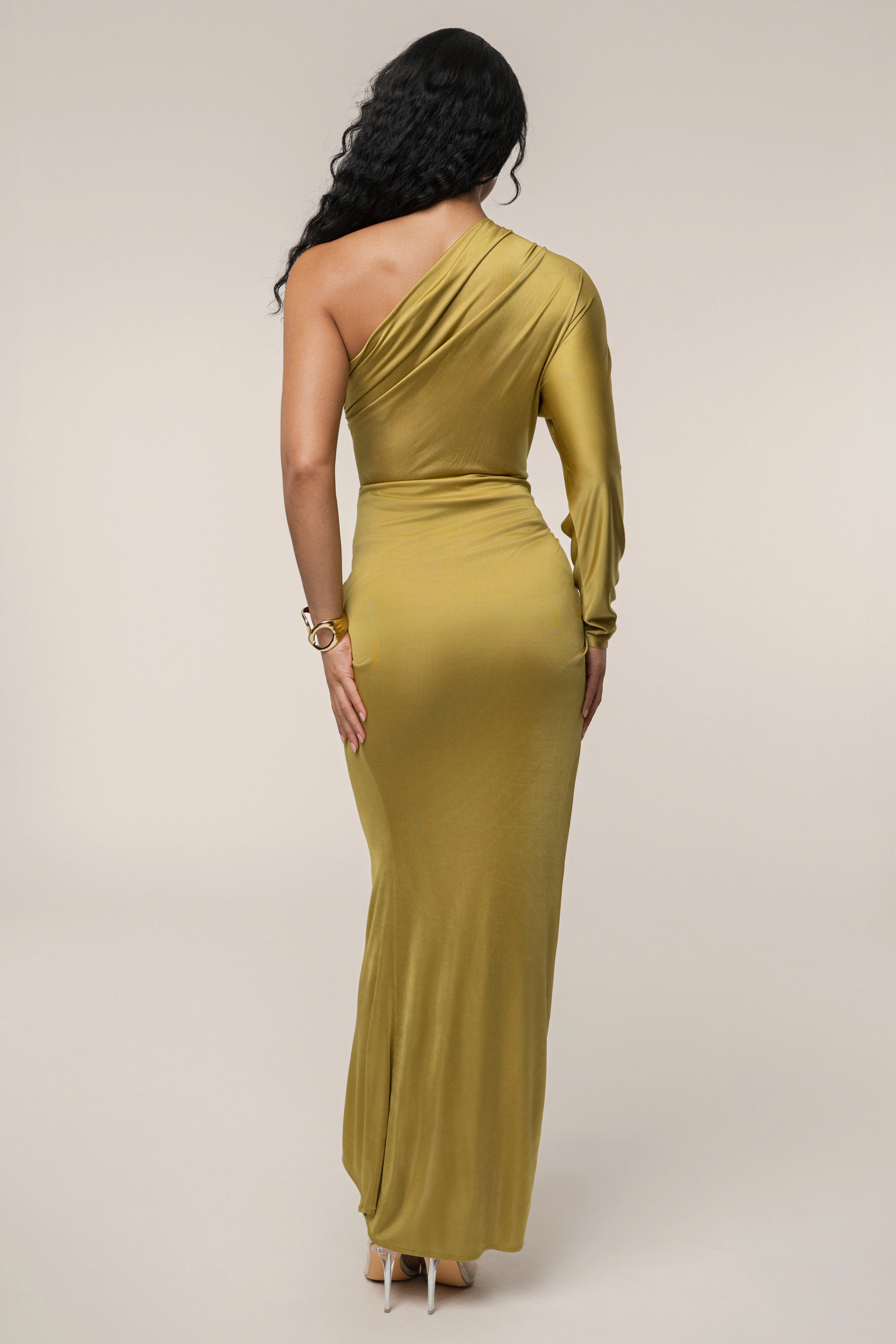 Lime Mira Drape Maxi Skirt