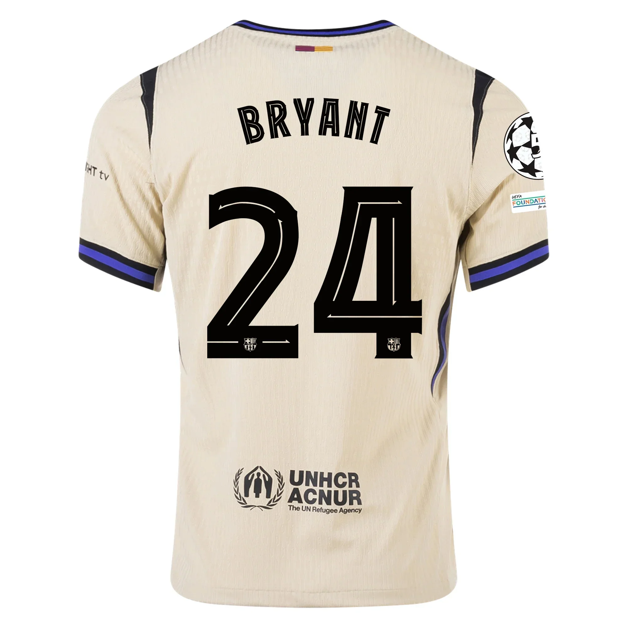 Kobe Bryant Men's FC Barcelona Authentic Away Jersey w/ Champions League Patches (Team Gold/Persian Violet/Black)