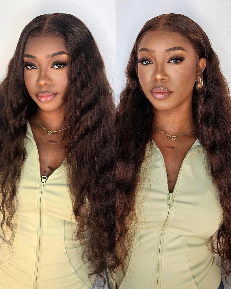 Ophirawig 13x6 Three-Go? Chocolate Brown Glueless Wig Bohemian Curl With Drawstring 100% Human Hair Wig