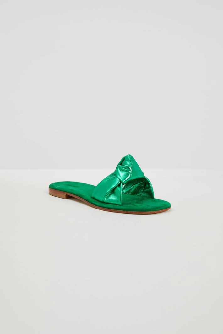 Knot-detailed slippers - GREEN