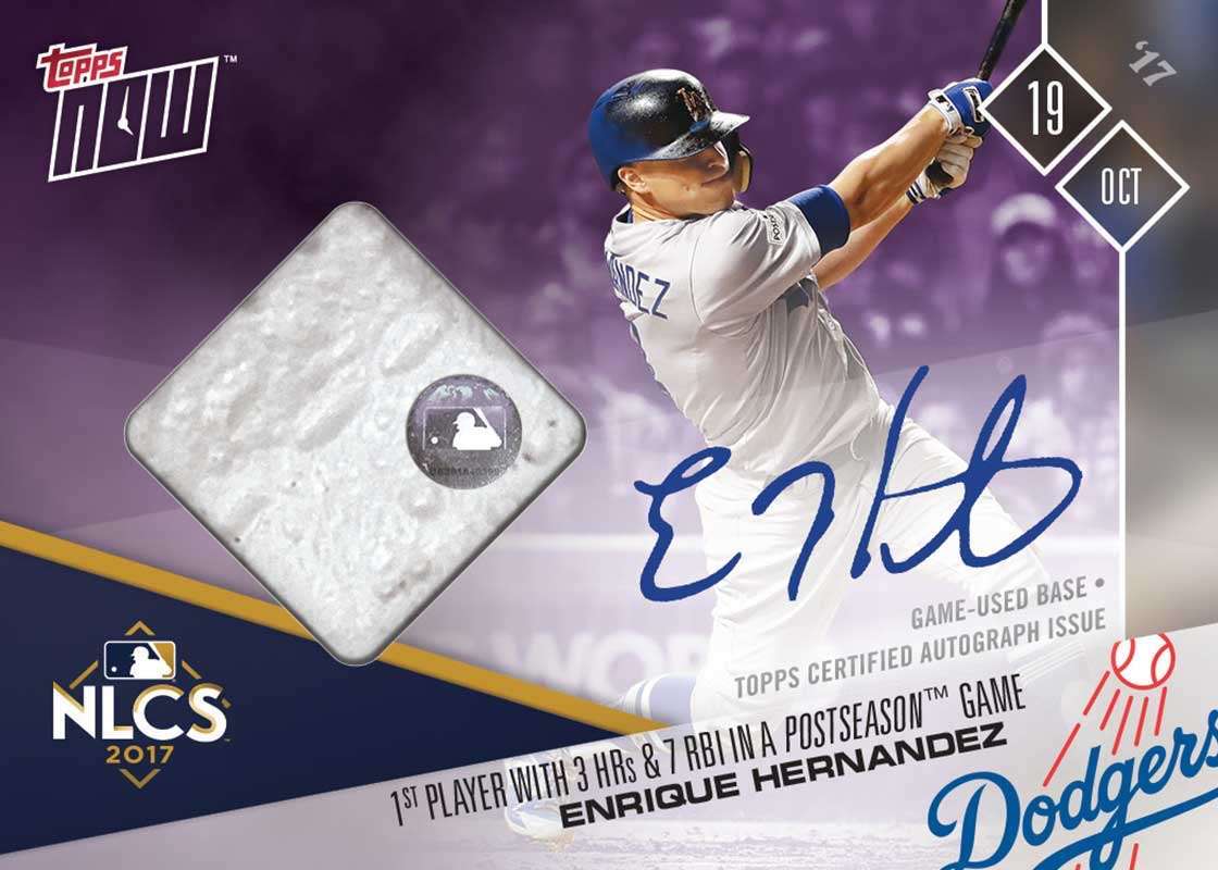 Autographed Game Used Base Card # to 25 - Enrique Hernandez 3HRs & 7 RBI Postseason Game - TOPPS NOW®