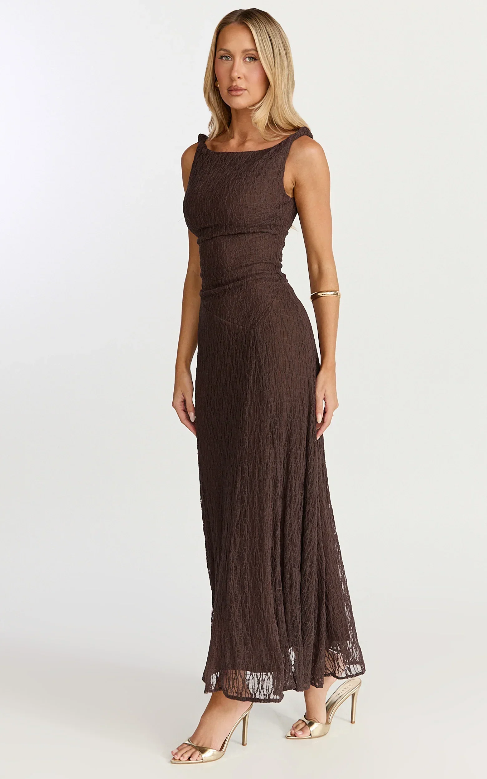 Cocoa Column Asymmetry Midi Dress