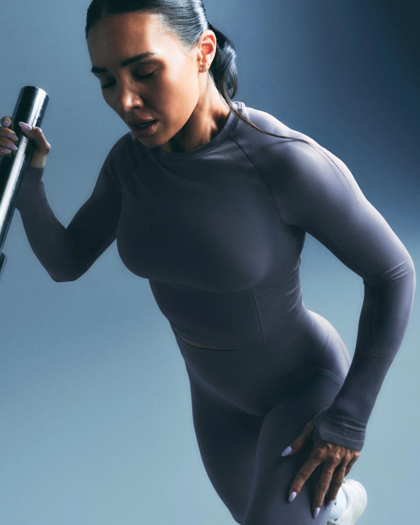 Oner Seamless Fitted Long Sleeve Top | Dark Granite Blue