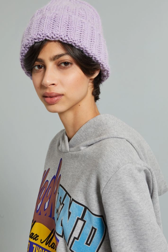 Turn-up beanie hat - LILAC