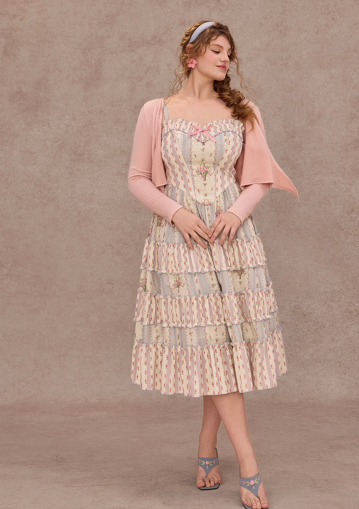 Curve&Plus Strawberry Farm Knit Cardigan（Pink）