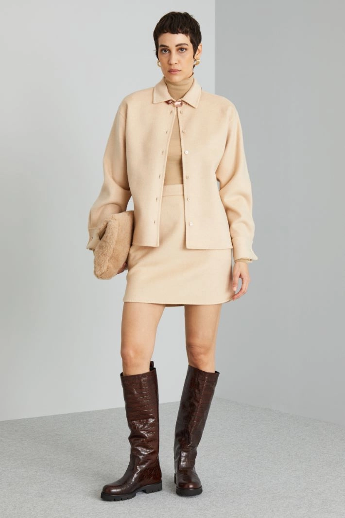 Camel shirt jacket - BEIGE