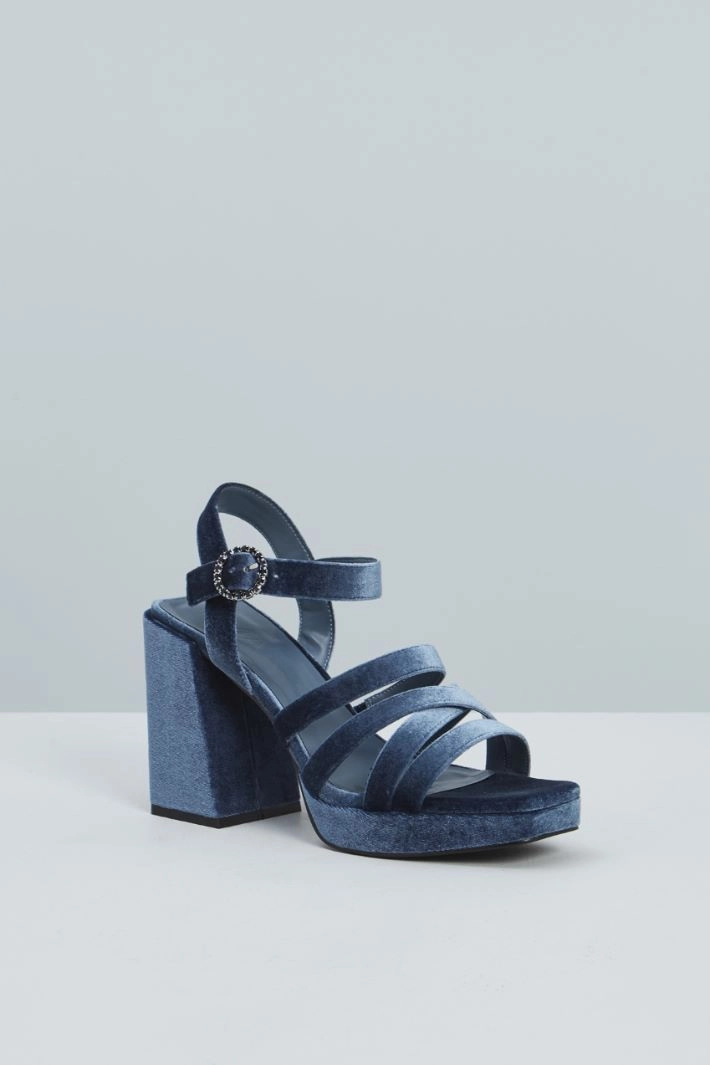 Velvet platform sandals - BLUE