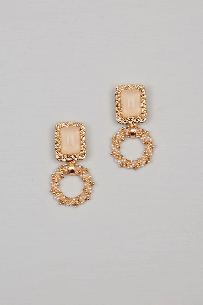 Resin and metal earrings - GOLD POWDER PINK