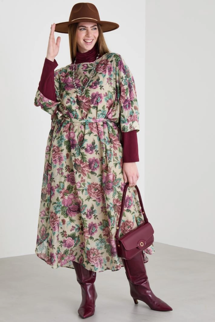 Cotton and silk voile dress - PINK GREEN