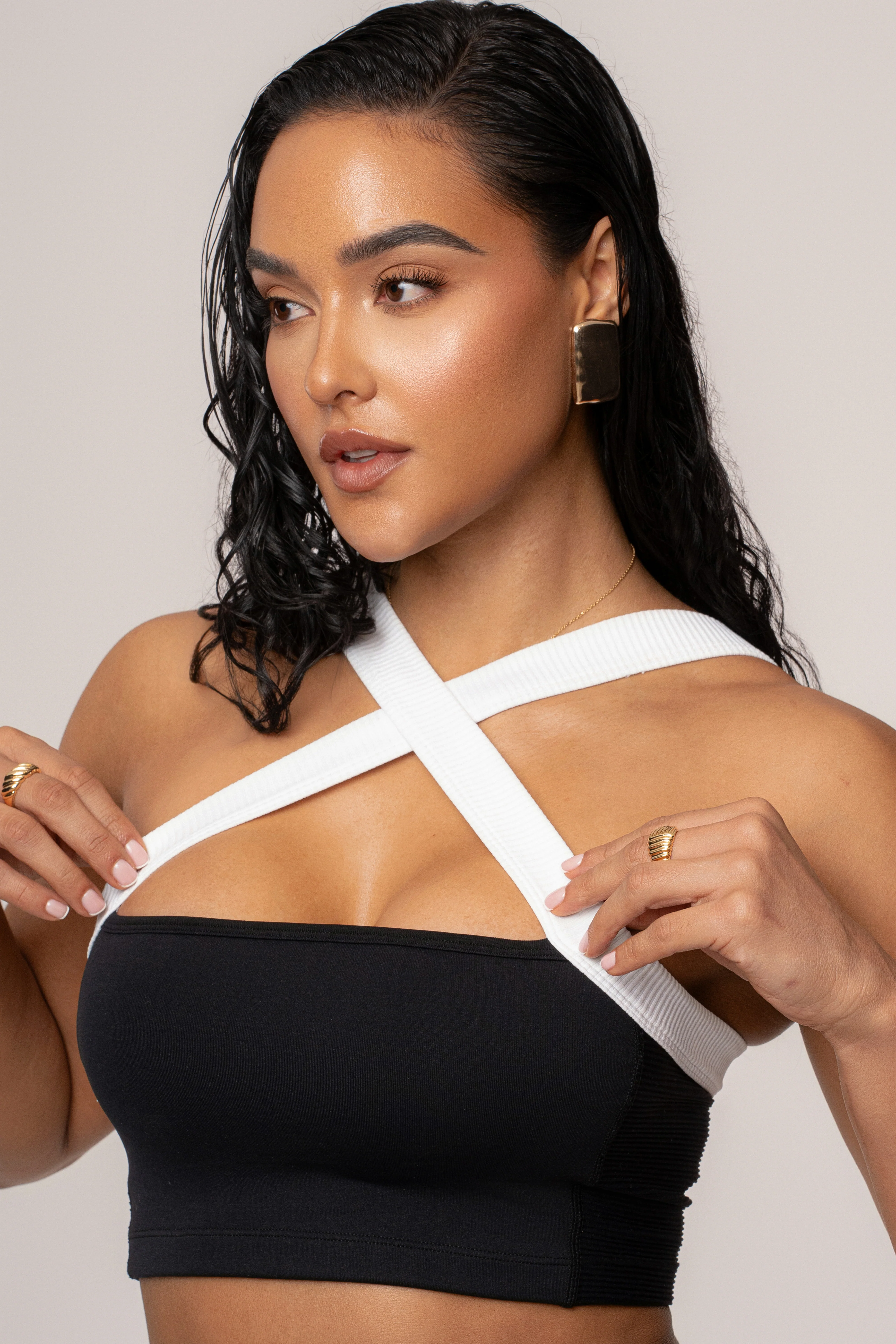 Black/White Ultimate Ribbed Halter Top