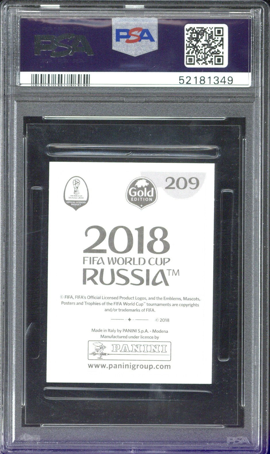2018 Panini World Cup Kylian Mbappe Stickers - Gold #209 PSA 10