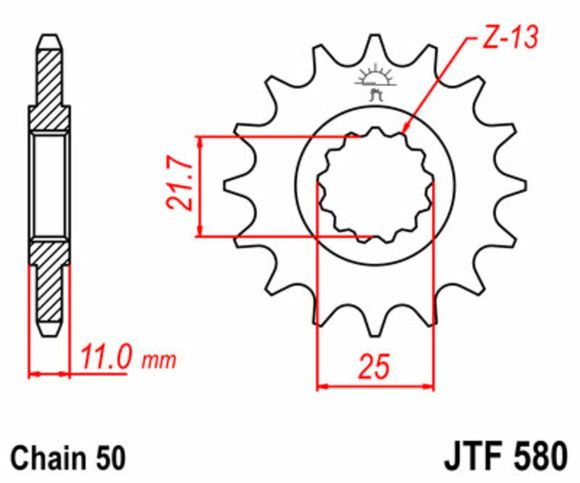 JT. steel standard 580 - 530 countershaft sprocketRef : JTC00428A / 1077452001