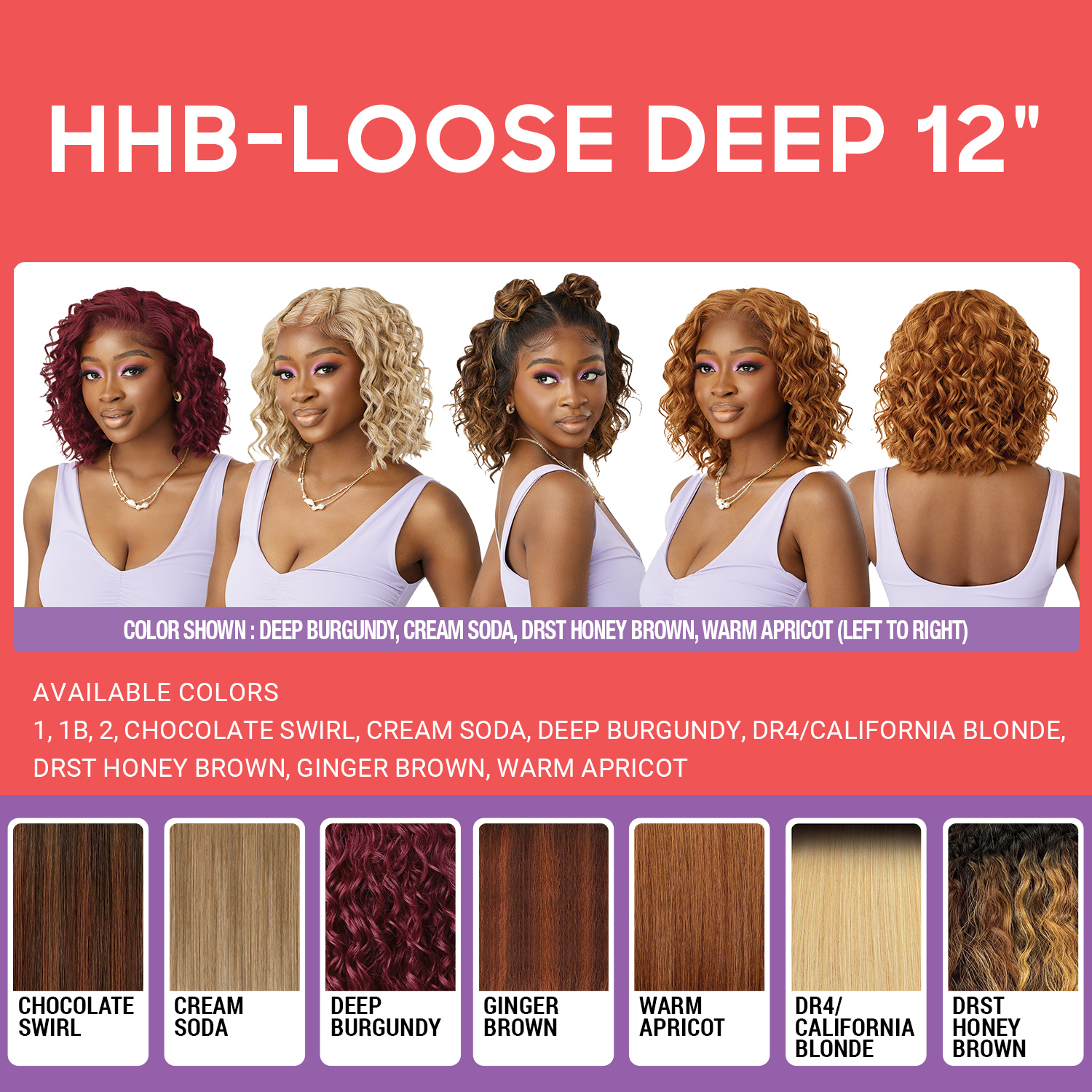 Outre Human Hair Blend HD Lace Front Wig Airtied Glueless Fully Hand-Tied 13X4 HHB-Loose Deep 12