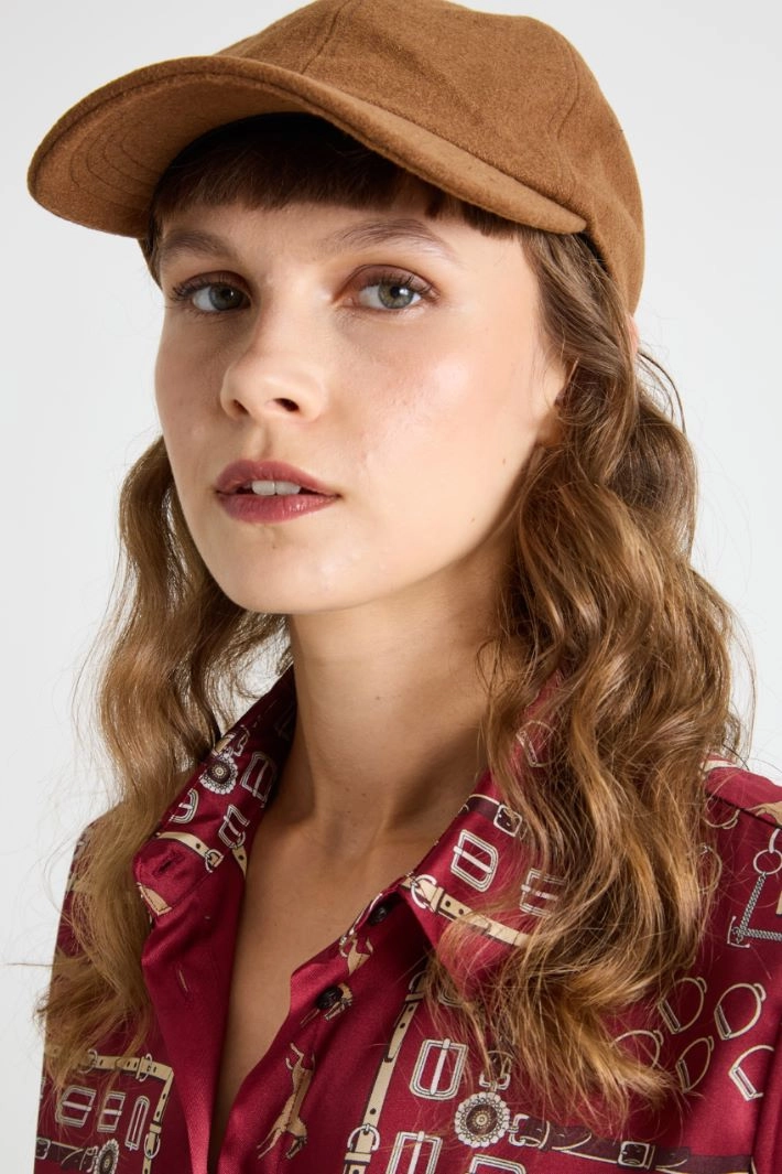 Wool blend cap - CAMEL BEIGE