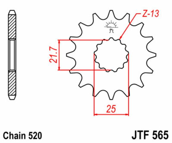JT. Standard steel output sprocket 565 - 520Ref: JTC01297A / 1074287001