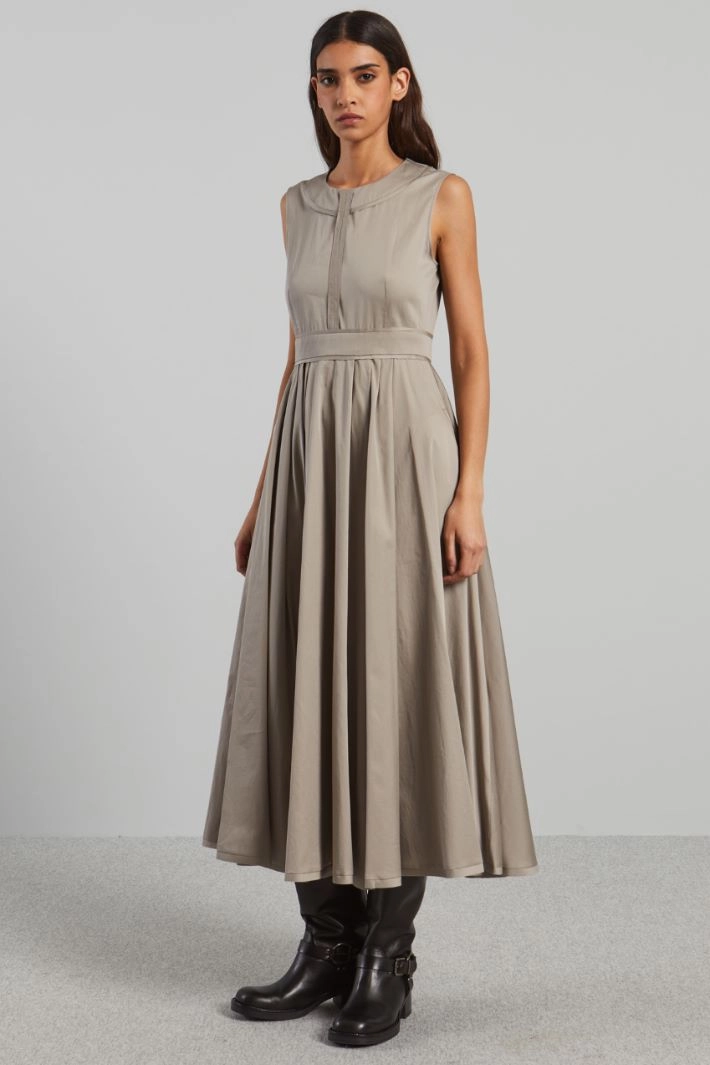 Long cotton satin dress - DOVE GREY