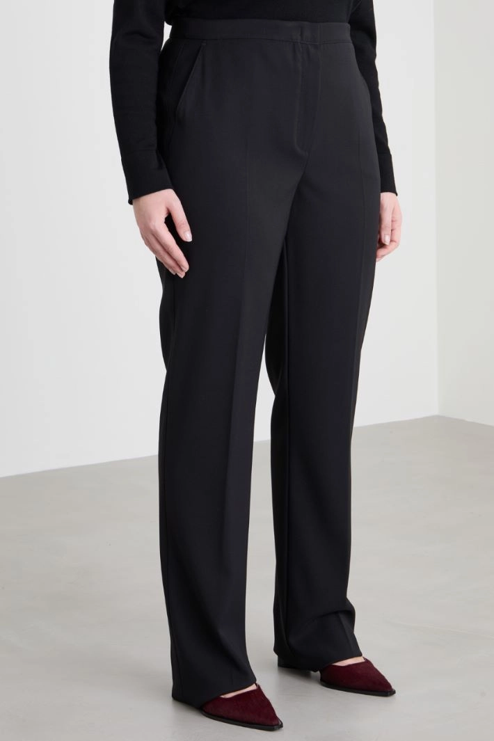 Wool crepe trousers - BLACK