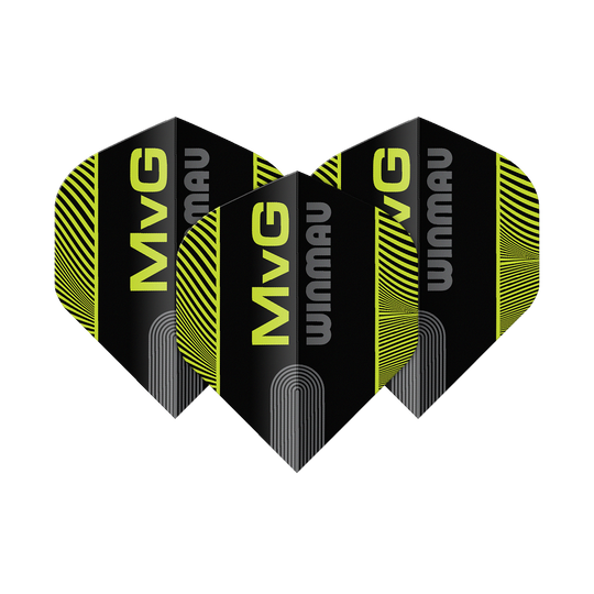 Winmau Prism Delta MvG Black Green Text No2 Standard Flights