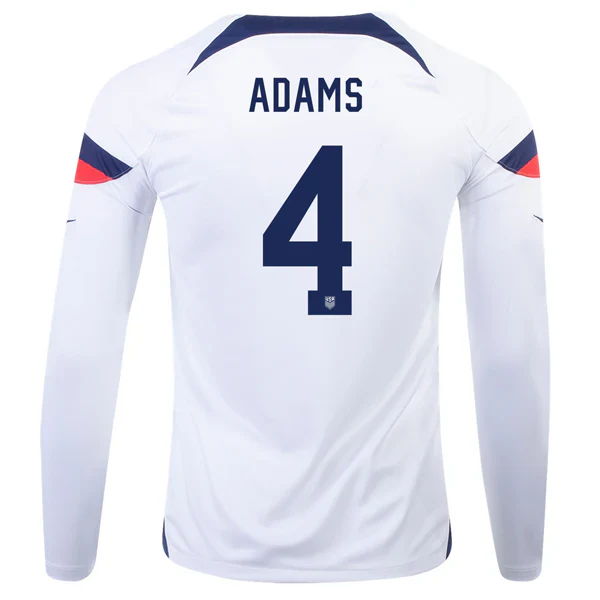 United States Tyler Adams Home Long Sleeve Jersey 22/23 (White/Loyal Blue)