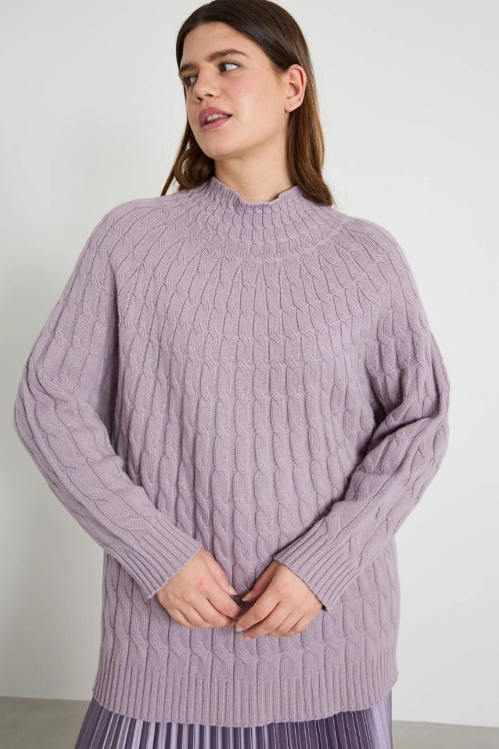 Cable-knit sweater - LILAC