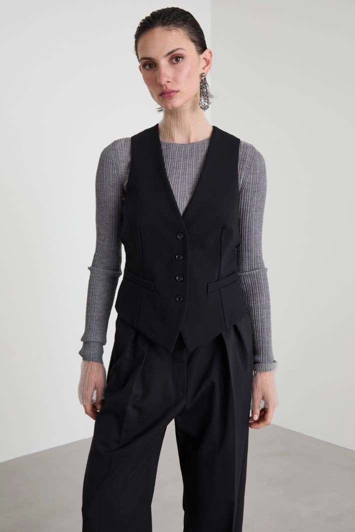 Viscose jersey waistcoat - BLACK