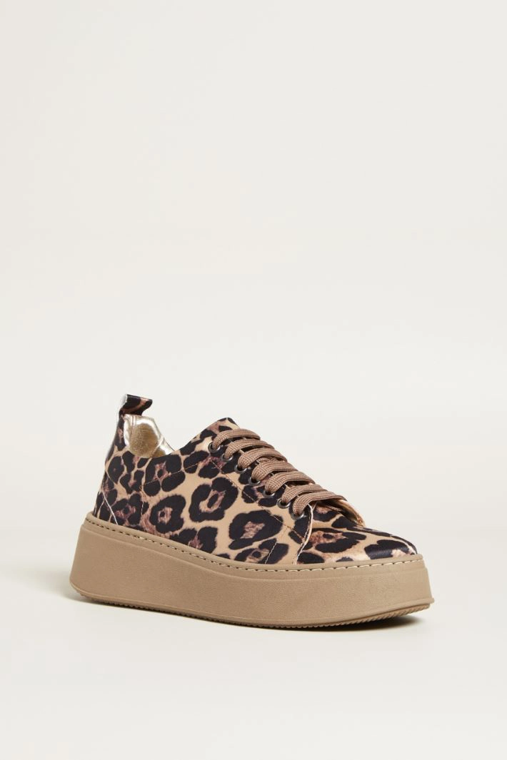 Animal print platform sneakers - BROWN BEIGE