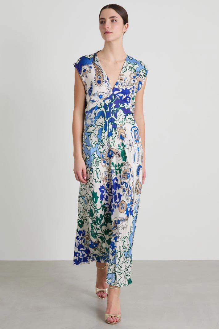 Long satin dress - LIGHT BLUE