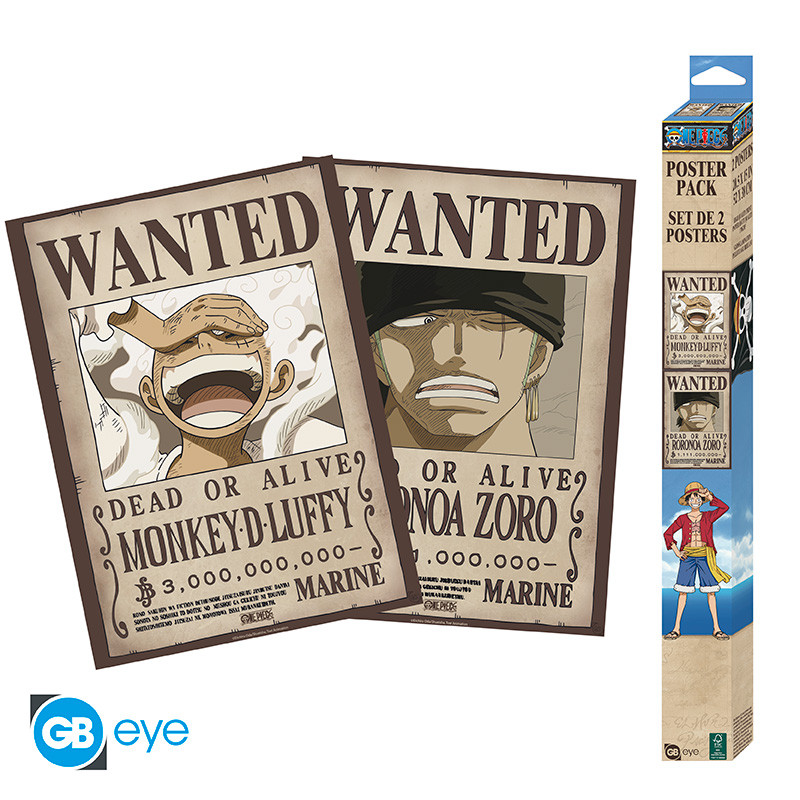 ONE PIECE Set 2 Chibi Posters Wanted Luffy & Zoro