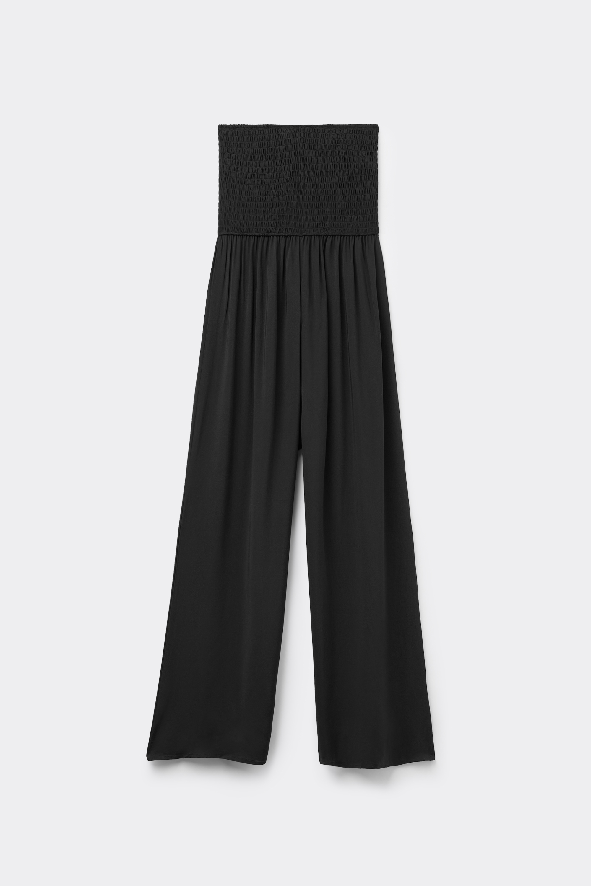 Long Viscose Smocked Bandeau Jumpsuit