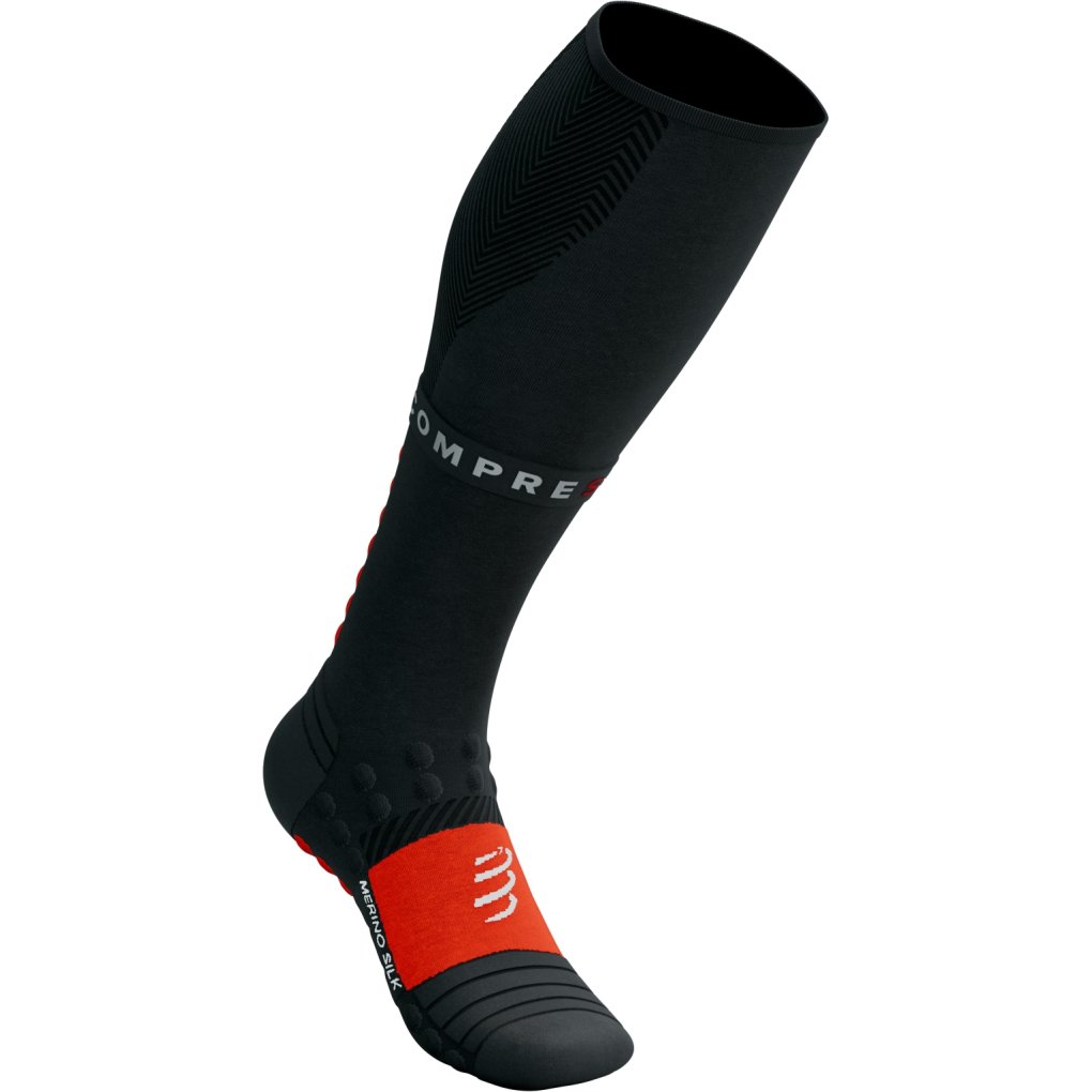 Compressport Full Winter Run Compression Socks - black/high risk red