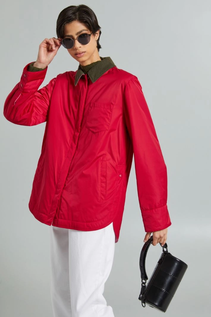 Padded shirt-style jacket - RED GREEN PINK