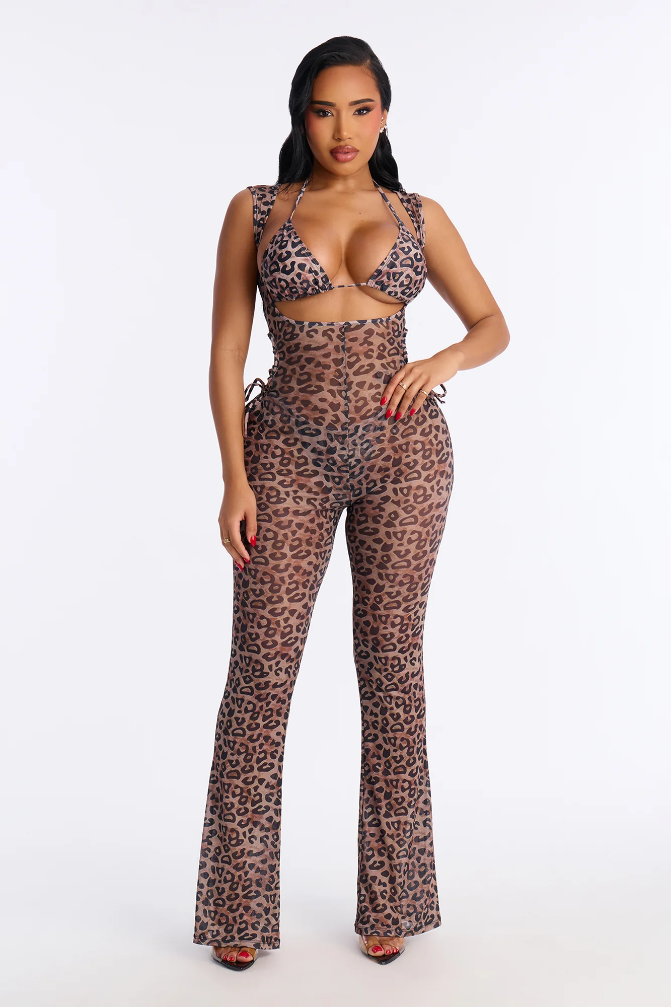 Out And About 2 Piece Bikini And Jumpsuit Set - Leopard