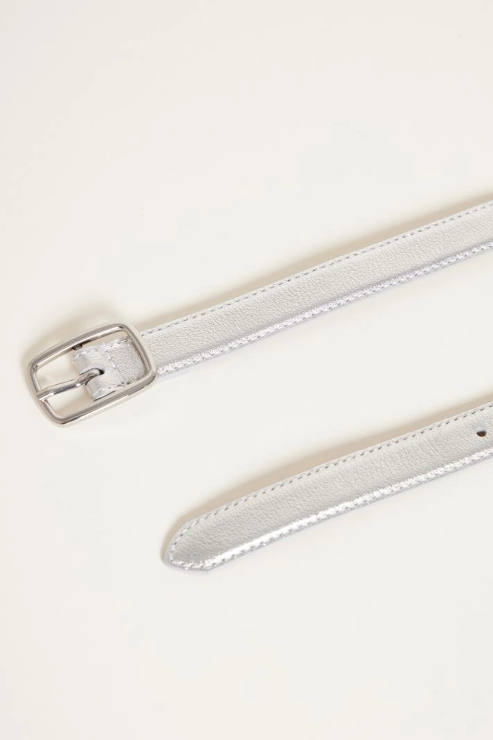 Laminated leather belt - SILVER