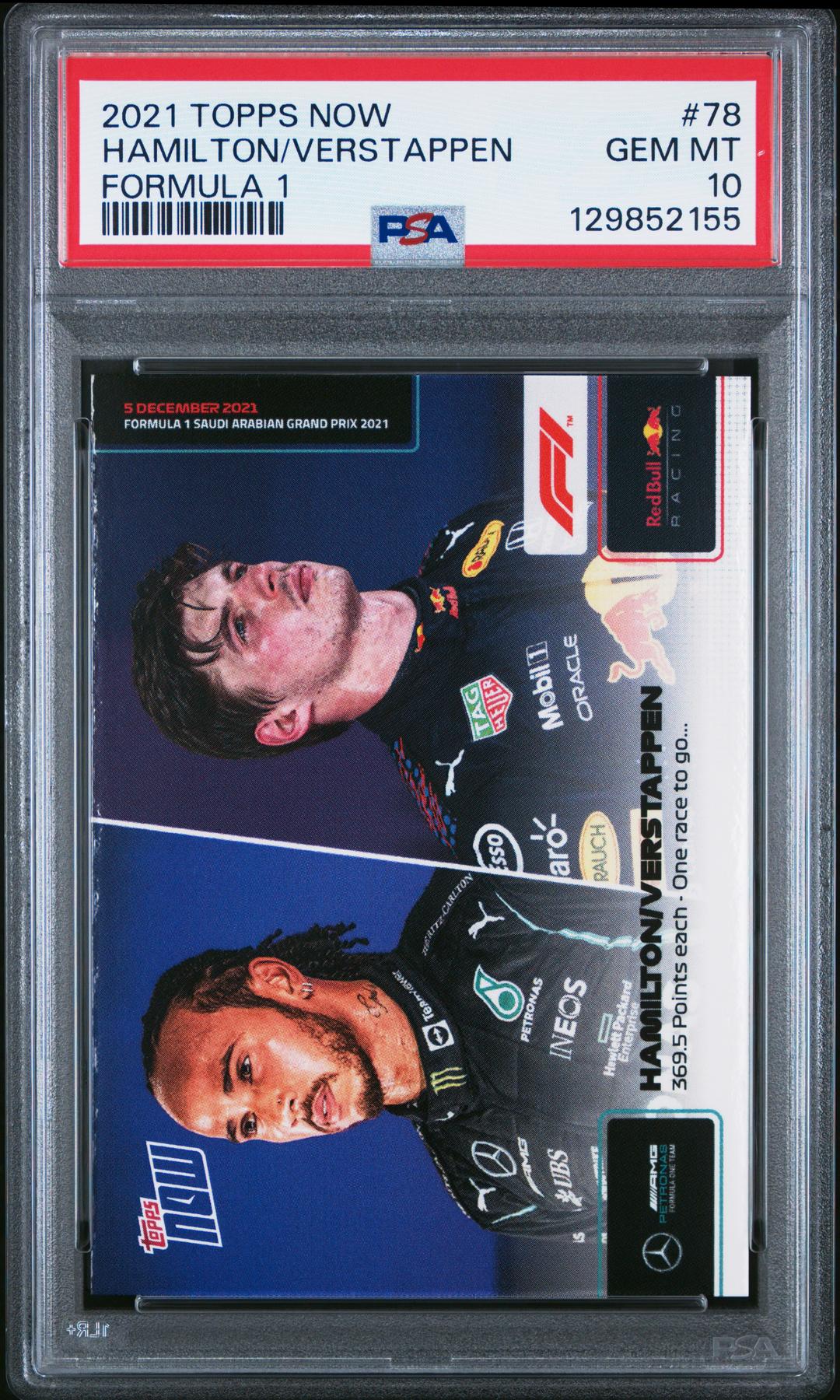 2021 TOPPS NOW FORMULA 1 78 LEWIS HAMILTON/MAX VERSTAPPEN PSA 10 129852155