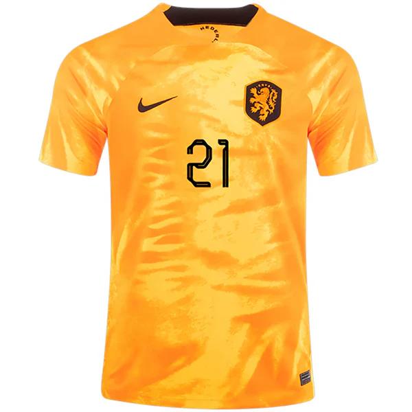 Netherlands Frenkie De Jong Home Jersey 22/23 (Laser Orange/Black)