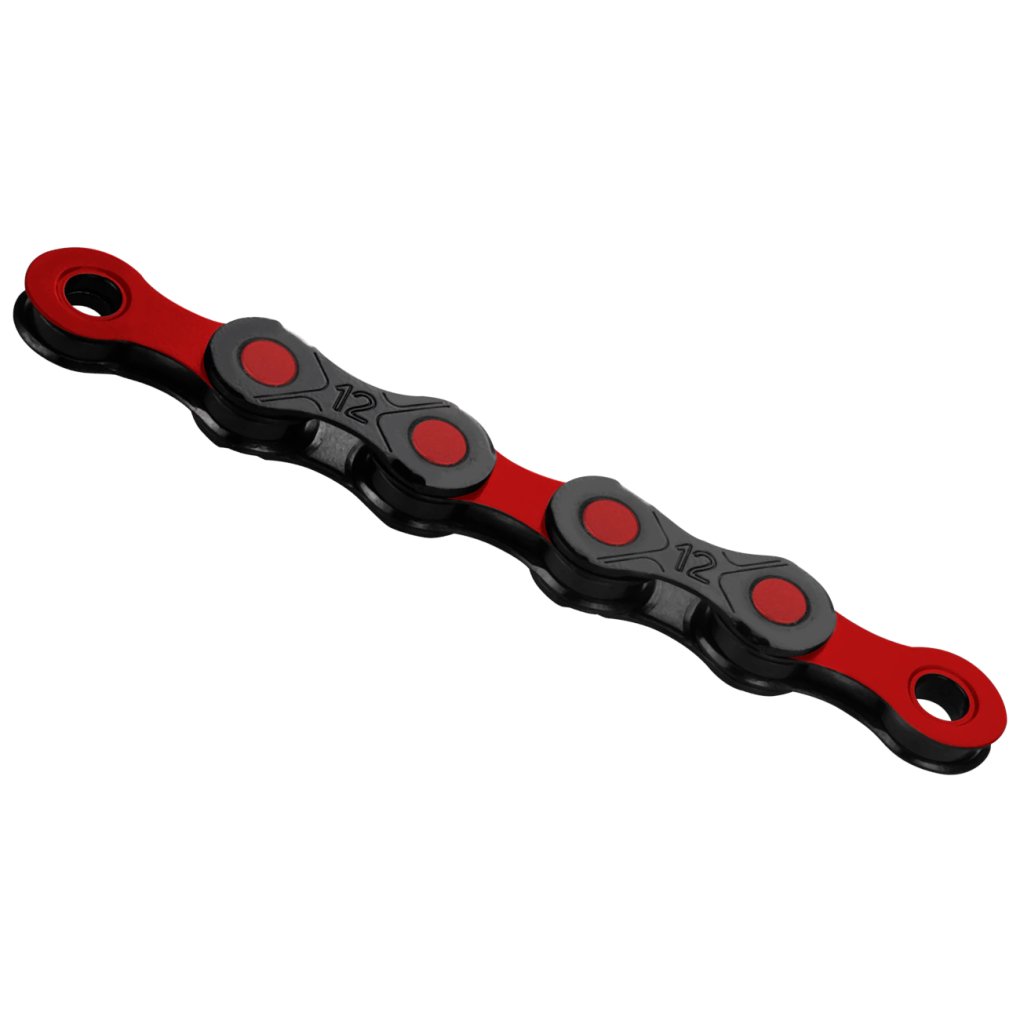 KMC DLC Chain - WAXED | 12-speed - black/red