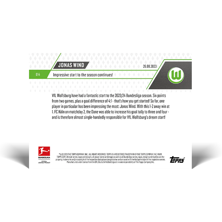 Topps UK - Impressive start to the season continues! - Bundesliga TOPPS NOW® Card #14