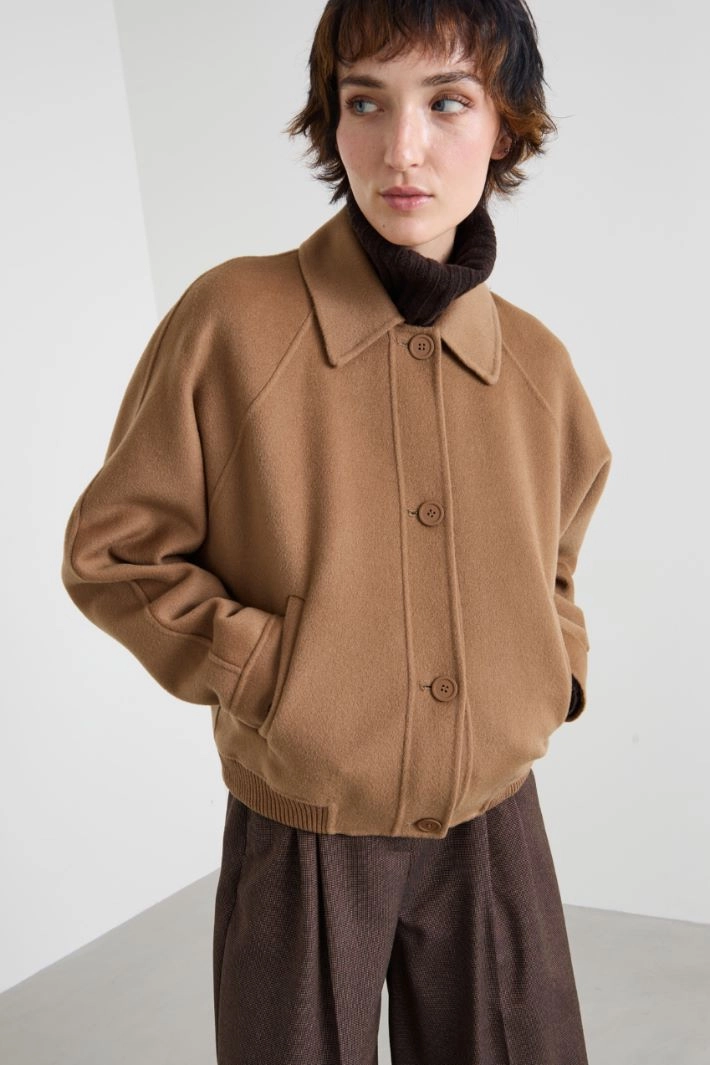 Wool bomber jacket - CAMEL