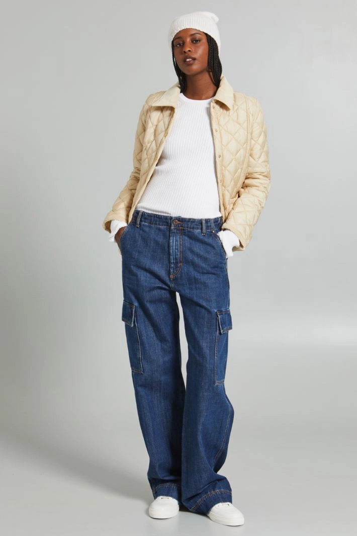 Quilted padded shirt-style jacket - CHAMPAGNE