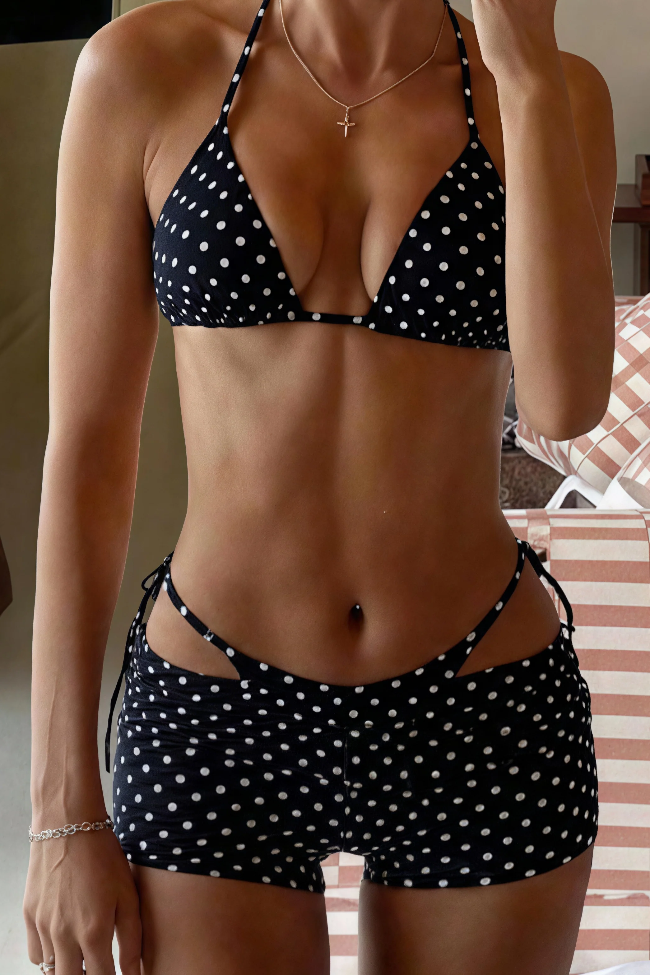 Polka Dot Tie Three Piece Bikini Set