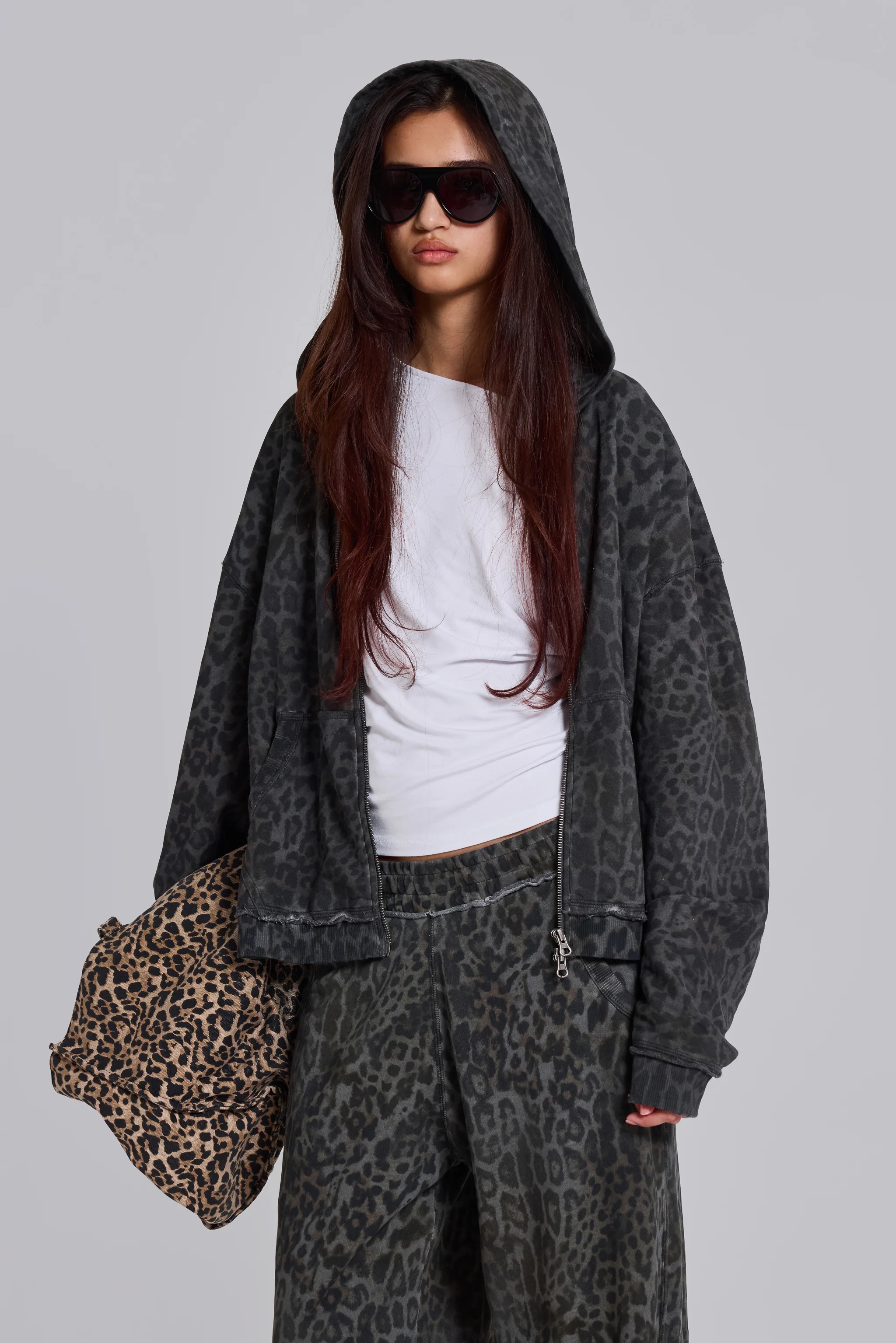 Charcoal Leopard Monster Hoodie