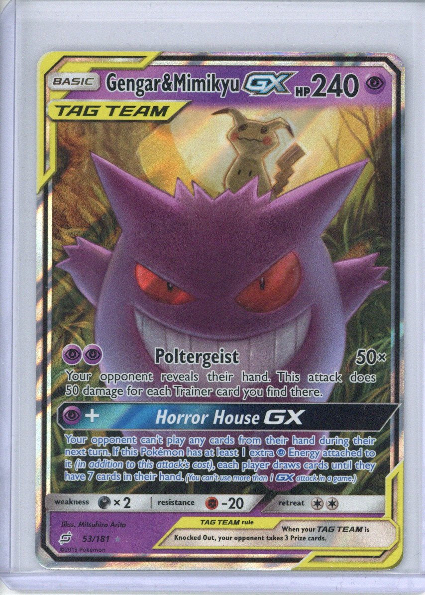 2019 Pokemon SM Team Up Gengar & Mimikyu Gx Tag Team 53/181