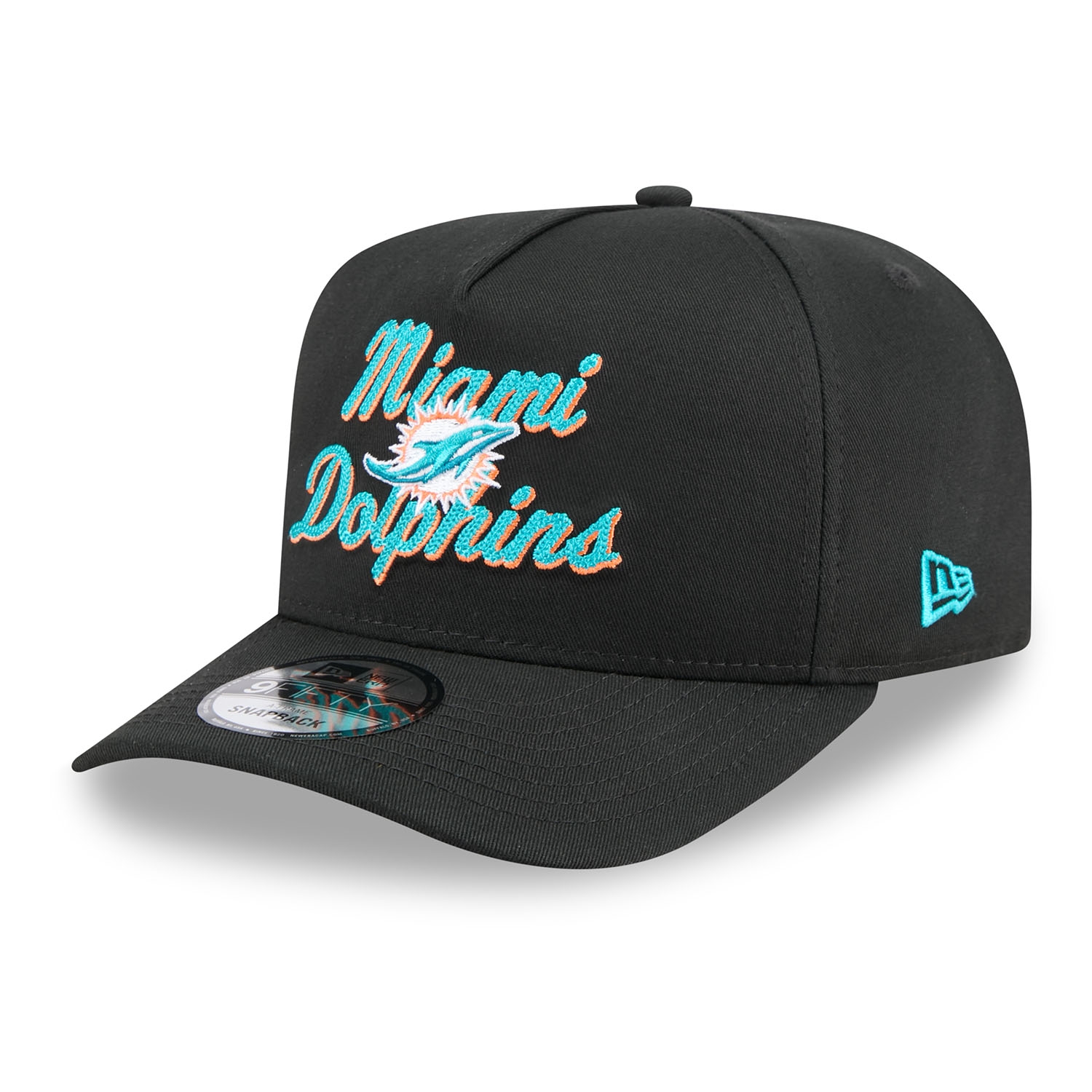 Miami Dolphins NFL Chainstitch 9FIFTY A-Frame Snapback Cap Black