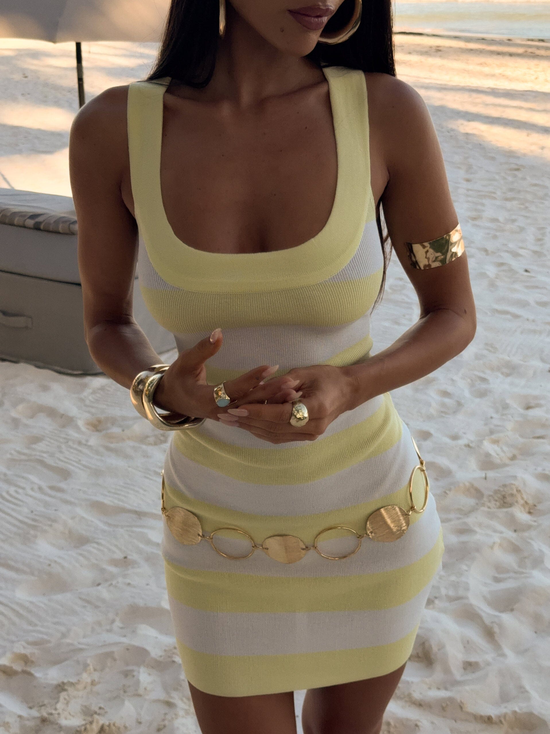 Teresa Mini Dress Yellow Stripe