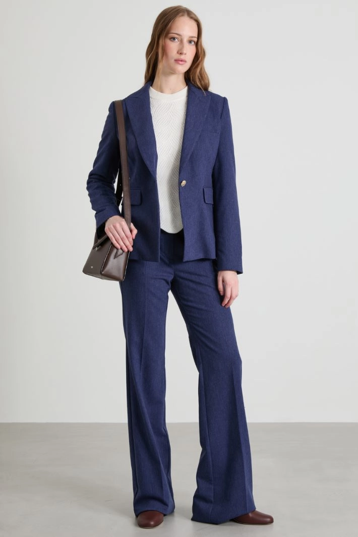 Denim effect gabardine blazer - BLUE