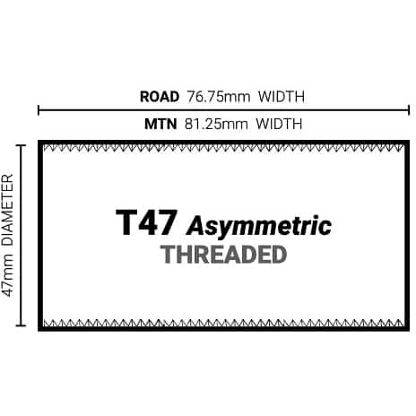 Praxis Works M30-Thru T47 Asym Bottom Bracket - T47-76.75-M30-Thru