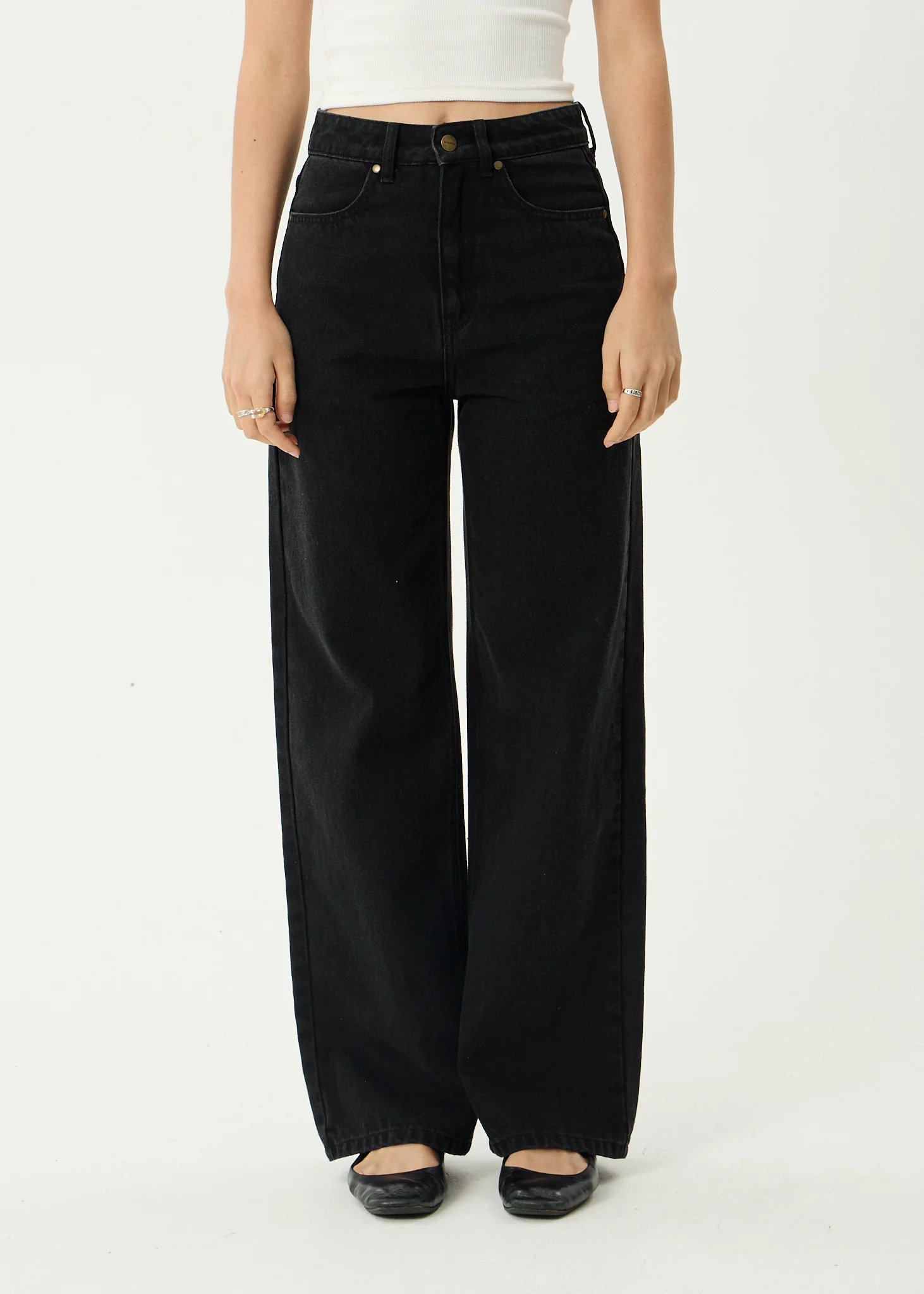 AFENDS Womens Bella - Denim Wide Leg Jean - Washed Black