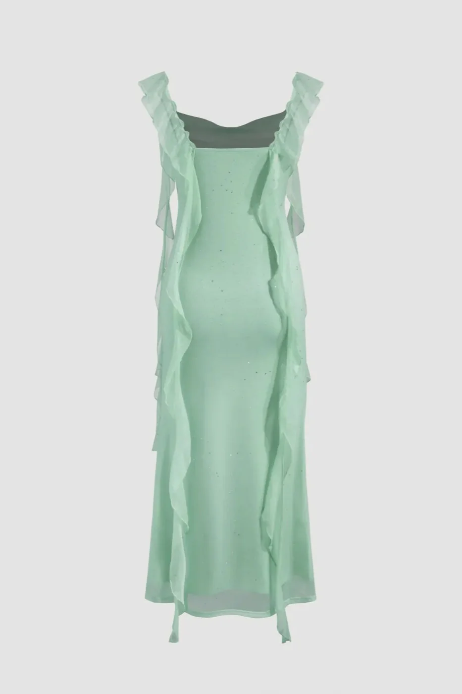 Shiny Flouncy Ribbon Elegant Maxi Dress