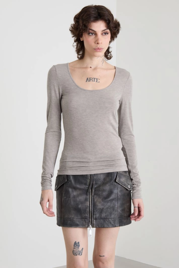 Wool blend jersey sweater - GREY